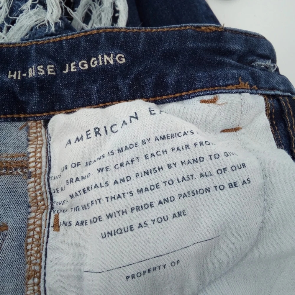 American Eagle Hi-Rise Jegging 2018 Distressed Blue Denim Jeans Cotton Short 00